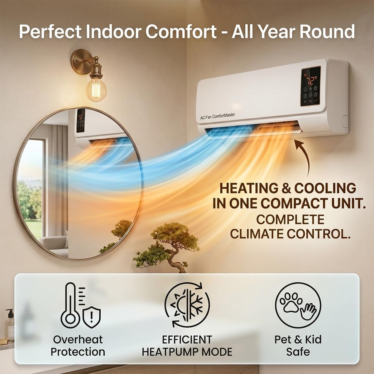Smart Garden Rooms - 1800W Montowany na ścianie wentylator i