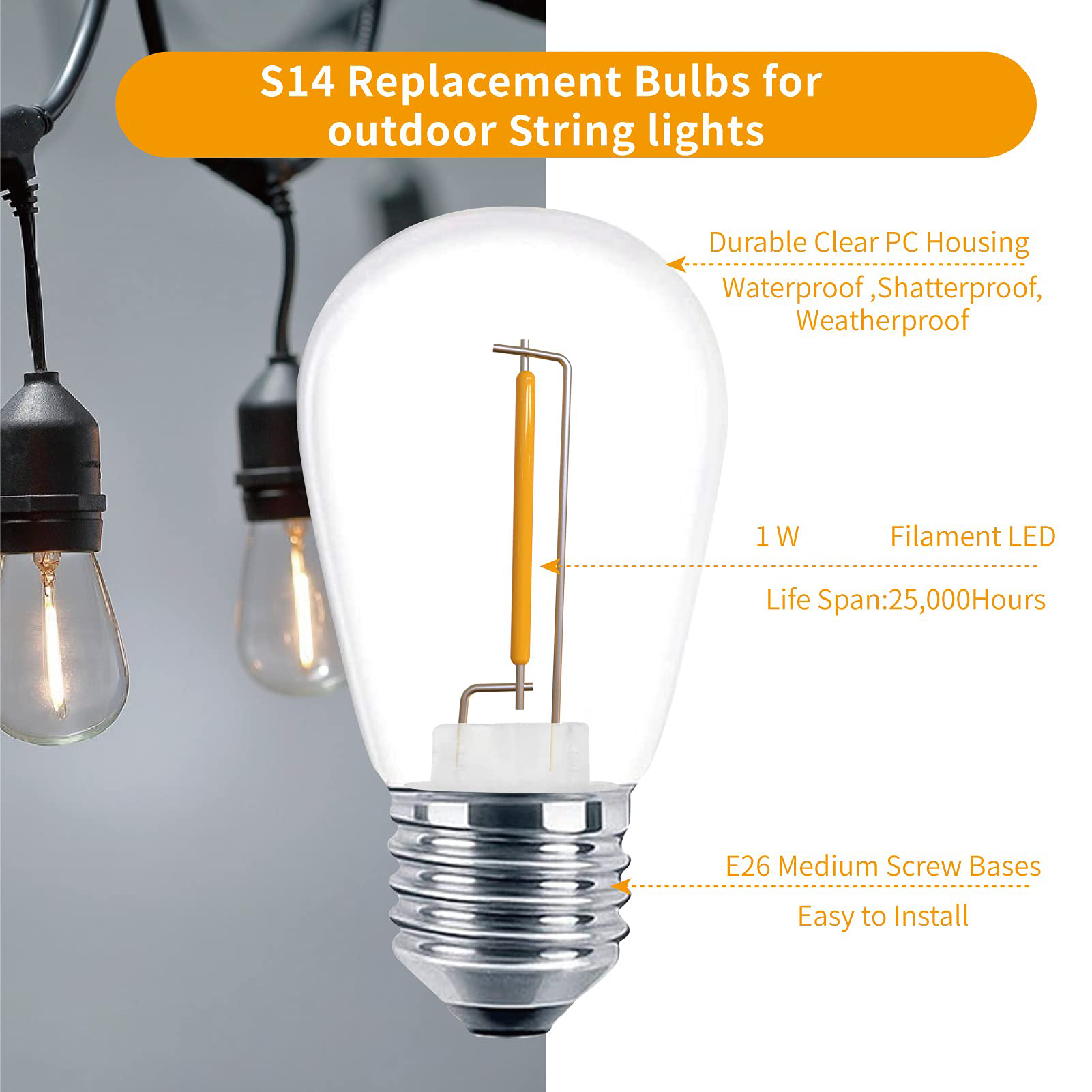 Żarówki zamienne LED S14 1W E2 – Smart Garden Umbrella recenzja i cena